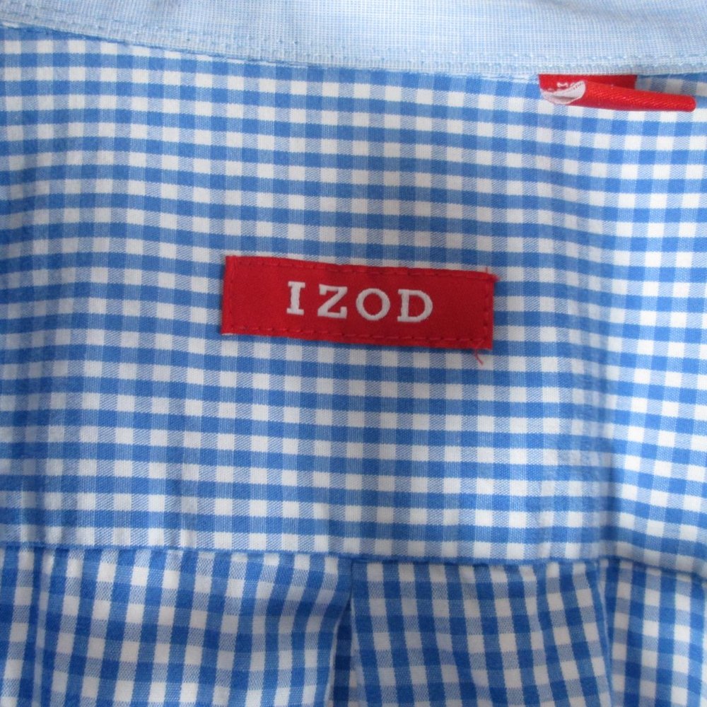 IZOD Mens Blue & White Plaid Long Sleeve Dress Shirt Size L Pre-Worn Goo… - Picture 4 of 7